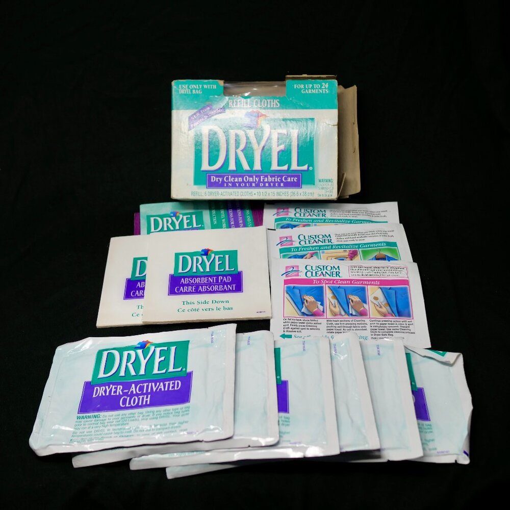 Dryel Refill Lot 3 Stain Removers 6 Dryer Cloths 2 Absorb Pads Home Dry Cleaning